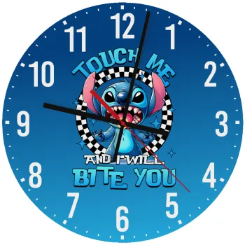 Stitch Touch Me And I Will Bite You, Ρολόι τοίχου ξύλινο (30cm)