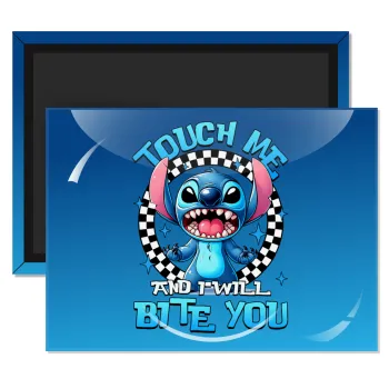 Stitch Touch Me And I Will Bite You, Ορθογώνιο μαγνητάκι ψυγείου διάστασης 9x6cm