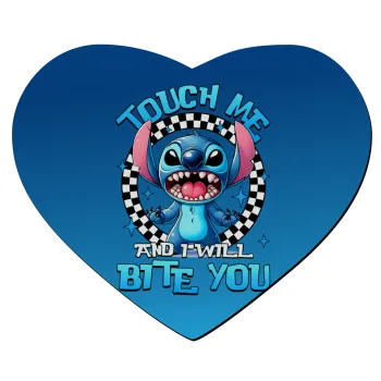 Stitch Touch Me And I Will Bite You, Mousepad καρδιά 23x20cm