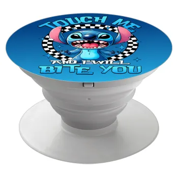 Stitch Touch Me And I Will Bite You, Phone Holders Stand  White Hand-held Mobile Phone Holder