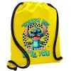 Τσάντα πλάτης πουγκί GYMBAG Κίτρινη, με τσέπη (40x48cm) & χονδρά κορδόνια