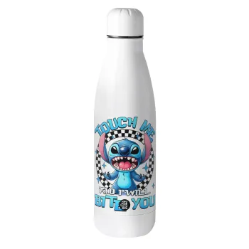 Stitch Touch Me And I Will Bite You, Μεταλλικό παγούρι θερμός (Stainless steel), 500ml