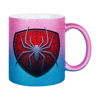 Spider-man, Κούπα Χρυσή/Μπλε Glitter, κεραμική, 330ml