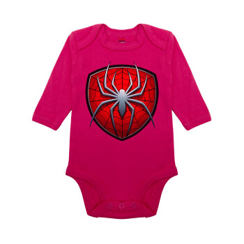 Spider-man, Μακρυμάνικο βρεφικό φορμάκι, 0-18 μηνών, ΡΟΖ, 100% Organic Cotton
