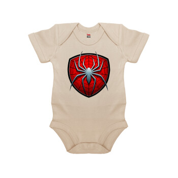 Spider-man, Βρεφικό φορμάκι μωρού, 0-18 μηνών, Natural (Εκρού), 100% Organic Cotton, κοντομάνικο