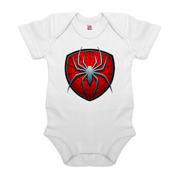 Spider-man, Βρεφικό φορμάκι μωρού, 0-24 μηνών, ΛΕΥΚΟ, 100% Organic Cotton, κοντομάνικο