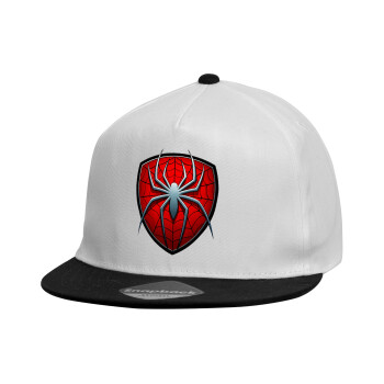 Spider-man, Καπέλο παιδικό Flat Snapback, Λευκό (100% ΒΑΜΒΑΚΕΡΟ, ΠΑΙΔΙΚΟ, UNISEX, ONE SIZE)