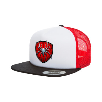 Spider-man, Καπέλο Ενηλίκων Foam Flat Snapback με Δίχτυ Μαύρο-Λευκό-Κόκκινο (POLYESTER, ΕΝΗΛΙΚΩΝ, UNISEX, ONE SIZE)