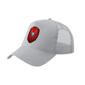 Spider-man, Adult Structured Trucker Hat, with Mesh, GRAY (100% COTTON, ADULT, UNISEX, ONE SIZE)
