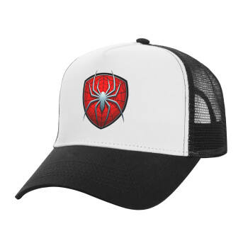 Spider-man, Adult Structured Trucker Hat, with Mesh, WHITE/BLACK (100% COTTON, ADULT, UNISEX, ONE SIZE)