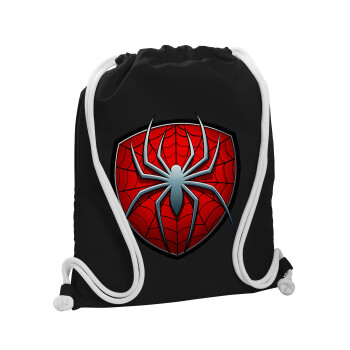 Spider-man, Τσάντα πλάτης πουγκί GYMBAG Μαύρη, με τσέπη (40x48cm) & χονδρά λευκά κορδόνια