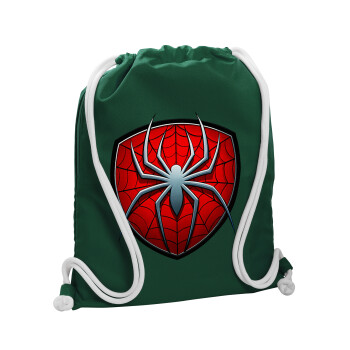 Spider-man, Τσάντα πλάτης πουγκί GYMBAG BOTTLE GREEN, με τσέπη (40x48cm) & χονδρά λευκά κορδόνια