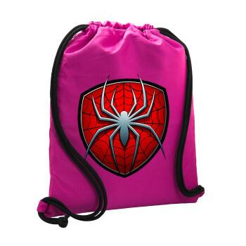 Spider-man, Τσάντα πλάτης πουγκί GYMBAG Φούξια, με τσέπη (40x48cm) & χονδρά κορδόνια