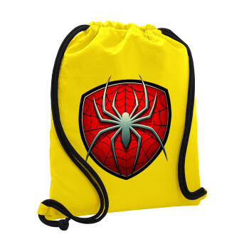 Spider-man, Backpack pouch GYMBAG Yellow, with pocket (40x48cm) & thick cords