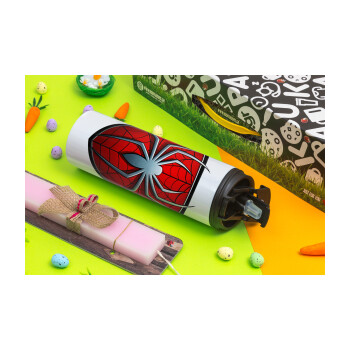 Spider-man, Easter candle,Travel Tumbler 2 Lids, with metal straw & cleaning brush & aromatic flat candle (30cm) (PINK)