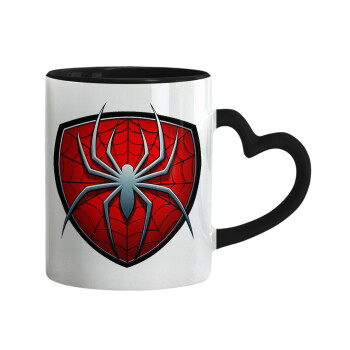 Spider-man, Mug heart black handle, ceramic, 330ml