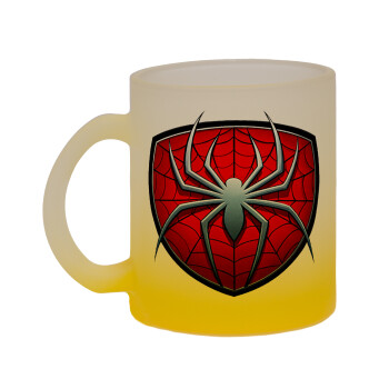 Spider-man, Κούπα γυάλινη δίχρωμη με βάση το κίτρινο ματ, 330ml