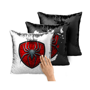Spider-man, Μαξιλάρι καναπέ Μαγικό Μαύρο με πούλιες 40x40cm περιέχεται το γέμισμα