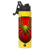 Metallic water bottle with safety lid, 850ml aluminum