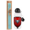 Easter Set, metallic aluminum water bottle (500ml) & scented flat candle (30cm) (TURQUOISE)