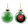 Transparent Christmas tree ball ornament with green filling 8cm