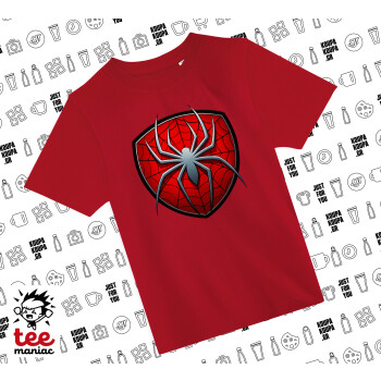 Spider-man, Άνετο παιδικό T-Shirt ΚΟΚΚΙΝΟ από 100% βαμβάκι, για κάθε μέρα. Vegan & OEKO-TEX πιστοποιημένο.