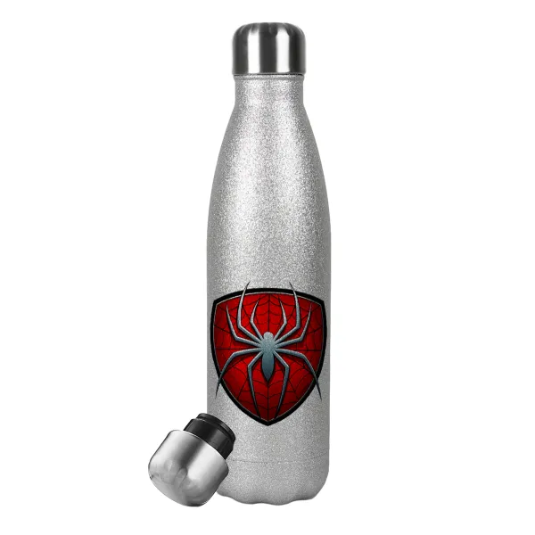 Spider-man — Metallic Glitter Silver Thermos Flask (Stainless steel), double-walled, 500ml