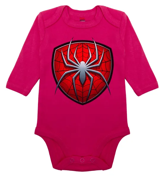 Spider-man — Μακρυμάνικο βρεφικό φορμάκι, 0-18 μηνών, ΡΟΖ, 100% Organic Cotton