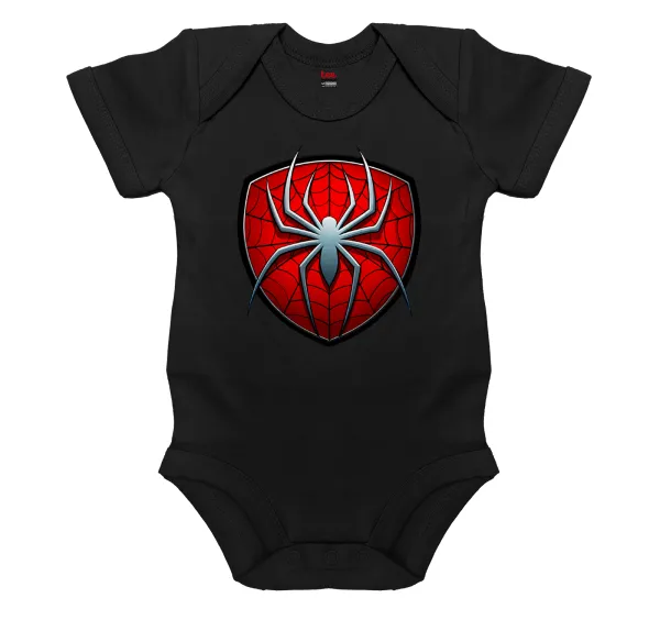 Spider-man — Βρεφικό φορμάκι μωρού, 0-18 μηνών, ΜΑΥΡΟ, 100% Organic Cotton, κοντομάνικο