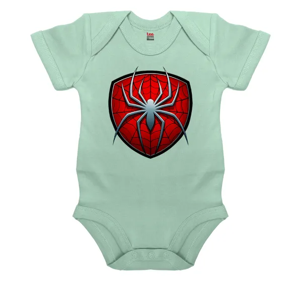 Spider-man — Βρεφικό φορμάκι μωρού, 0-18 μηνών, mint, 100% Organic Cotton, κοντομάνικο