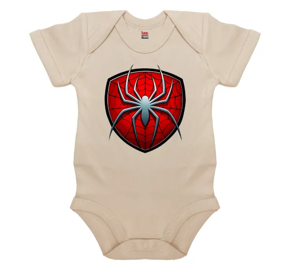Spider-man — Βρεφικό φορμάκι μωρού, 0-18 μηνών, Natural, 100% Organic Cotton, κοντομάνικο