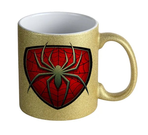 Spider-man — Gold glitter mug that sparkles, ceramic, 330ml