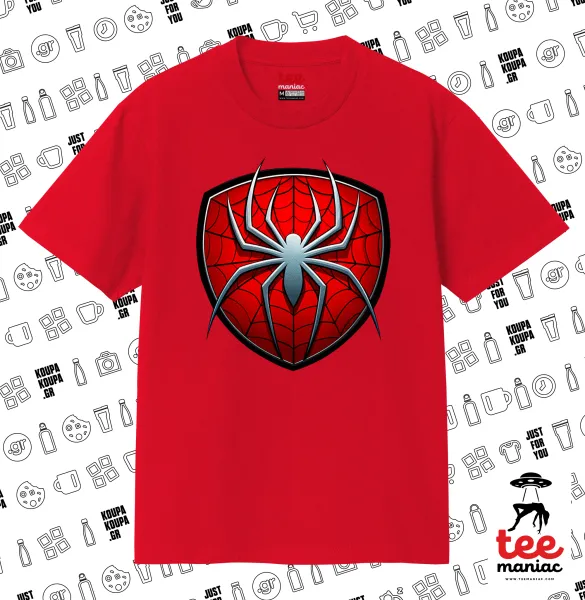 Spider-man — ΚΟΚΚΙΝΟ Κλασικό T-Shirt, διπλής ραφής, χωρίς πλευρικές ραφές από 100% βαμβάκι. Vegan & OEKO-TEX πιστοποιημένο.