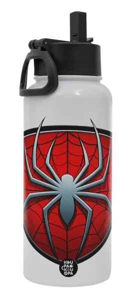 Spider-man — Metal mug thermo White with Straw and Spout Lid (Stainless steel), double wall, 950ml