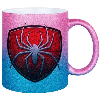 Spider-man, Κούπα Χρυσή/Μπλε Glitter, κεραμική, 330ml
