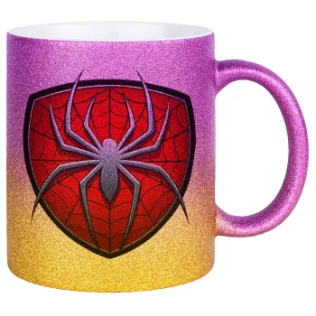 Spider-man, Κούπα Χρυσή/Ροζ Glitter, κεραμική, 330ml