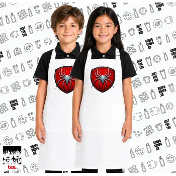 Spider-man, Λευκή ΠΑΙΔΙΚΗ Ποδιά μακριά Σεφ ολόσωμη με τσέπες