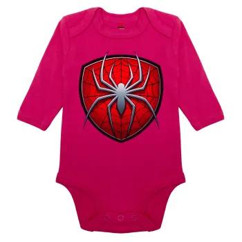 Spider-man, Μακρυμάνικο βρεφικό φορμάκι, 0-18 μηνών, ΡΟΖ, 100% Organic Cotton