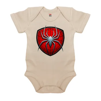 Spider-man, Βρεφικό φορμάκι μωρού, 0-18 μηνών, Natural (Εκρού), 100% Organic Cotton, κοντομάνικο