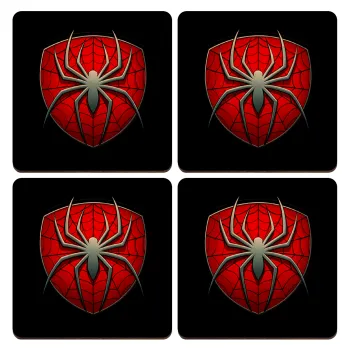 Spider-man, ΣΕΤ x4 Σουβέρ ξύλινα τετράγωνα plywood (9cm)