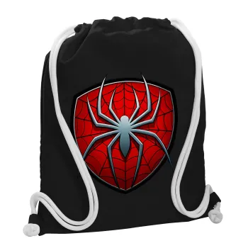 Spider-man, Τσάντα πλάτης πουγκί GYMBAG Μαύρη, με τσέπη (40x48cm) & χονδρά λευκά κορδόνια