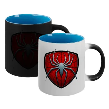 Spider-man, Κούπα Μαγική εσωτερικό μπλε, κεραμική 330ml που αλλάζει χρώμα με το ζεστό ρόφημα