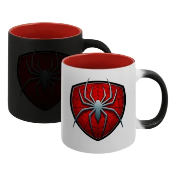 Spider-man, Κούπα Μαγική εσωτερικό κόκκινο, κεραμική, 330ml που αλλάζει χρώμα με το ζεστό ρόφημα