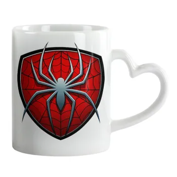 Spider-man, Κούπα καρδιά χερούλι λευκή, κεραμική, 330ml