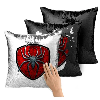Spider-man, Μαξιλάρι καναπέ Μαγικό Μαύρο με πούλιες 40x40cm περιέχεται το γέμισμα