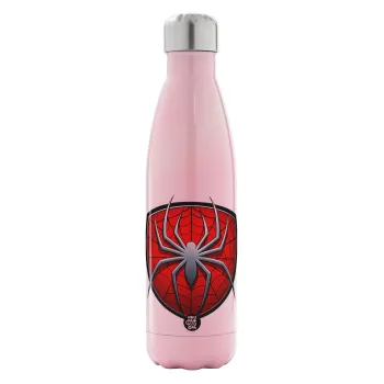 Spider-man, Metal mug thermos Pink Iridiscent (Stainless steel), double wall, 500ml