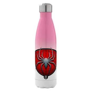 Spider-man, Metal mug thermos Pink/White (Stainless steel), double wall, 500ml