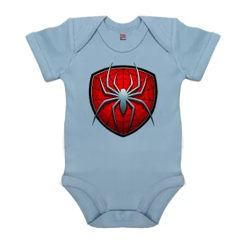 Spider-man, Βρεφικό φορμάκι μωρού, 0-18 μηνών, Μπλε, 100% Organic Cotton, κοντομάνικο