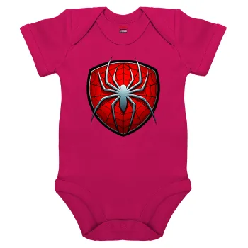 Spider-man, Βρεφικό φορμάκι μωρού, 0-18 μηνών, ΡΟΖ, 100% Organic Cotton, κοντομάνικο
