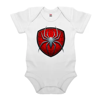Spider-man, Βρεφικό φορμάκι μωρού, 0-24 μηνών, ΛΕΥΚΟ, 100% Organic Cotton, κοντομάνικο
